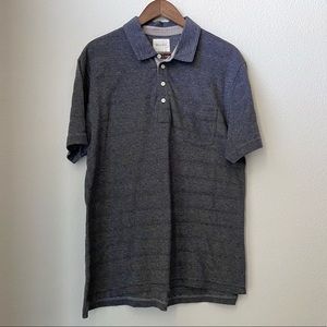 NEW Billy Reid Gray Knit Polo - Subdued Stripes